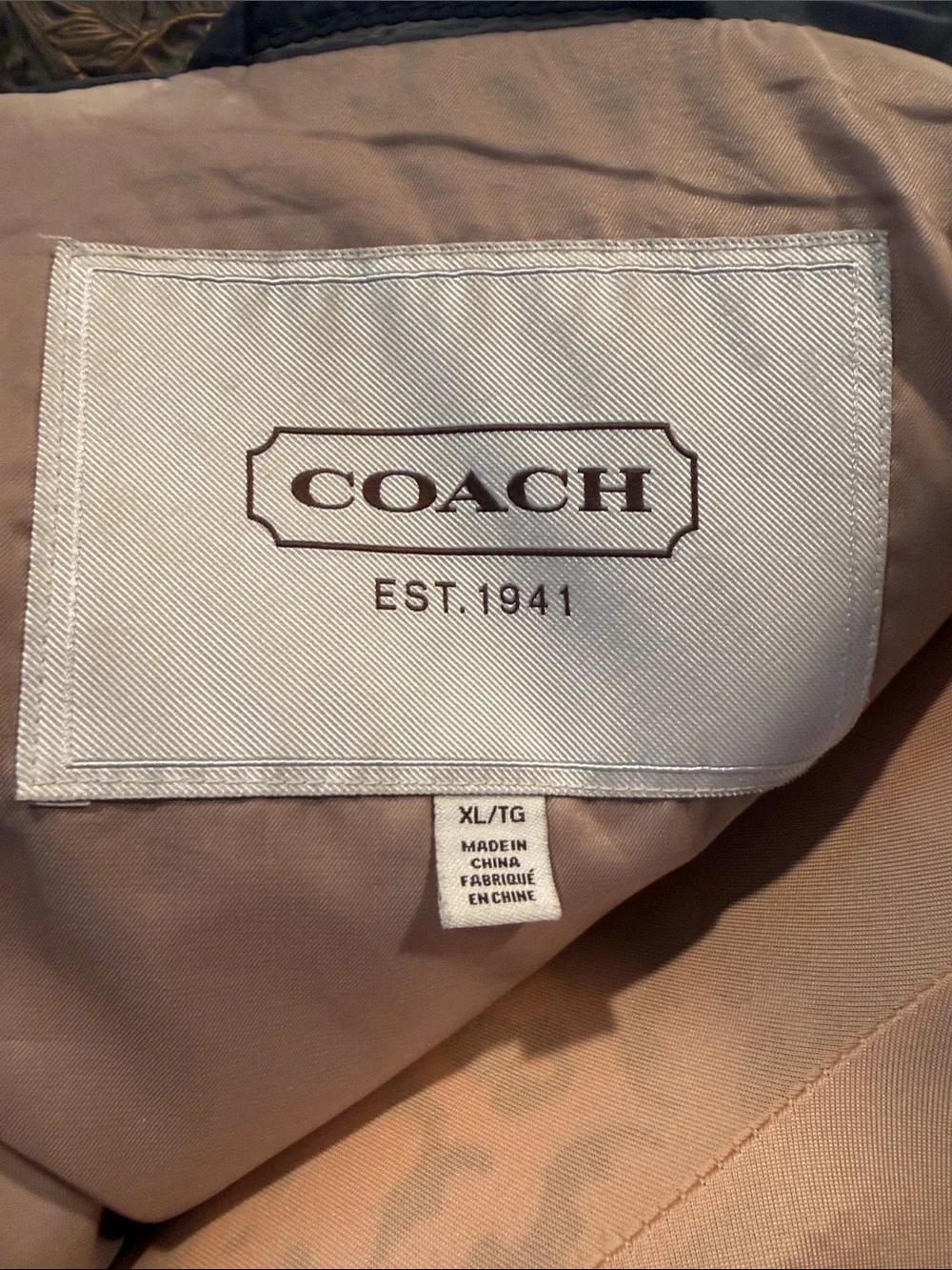 COACH Quilted Navy Women's Lightweight Coat (Cs) Design XL